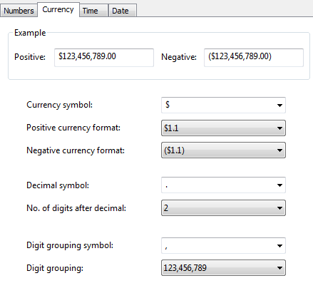 currency settings windows
