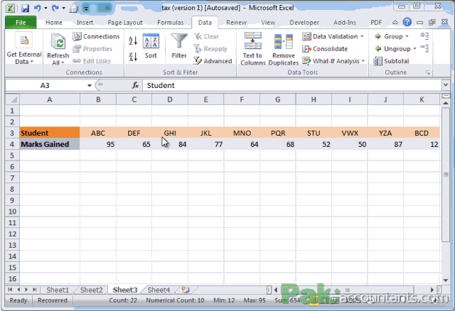 transpose data