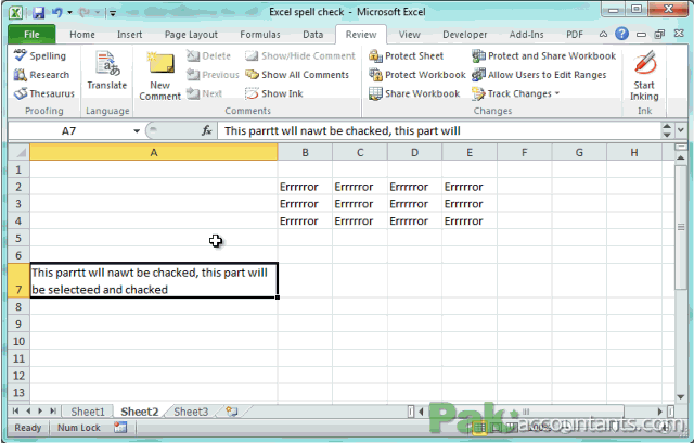 spell check selected text
