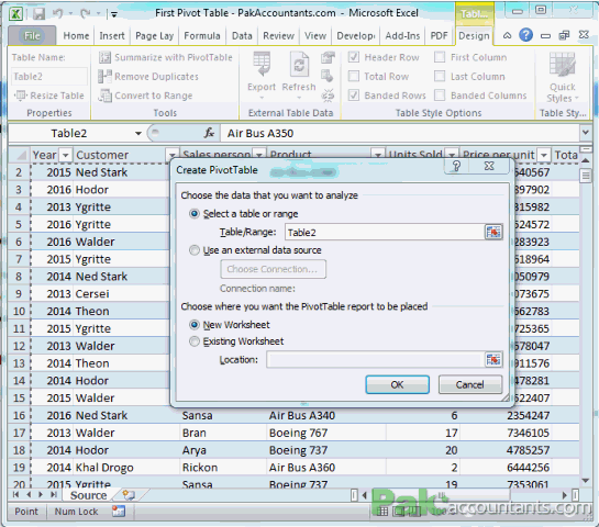 pivot table new