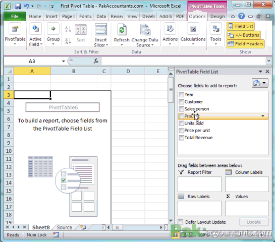 pivot table units revenue report