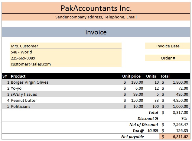 FREE Excel Invoice Template V1.0 with Customer and Product list – Unlocked + Download ready!