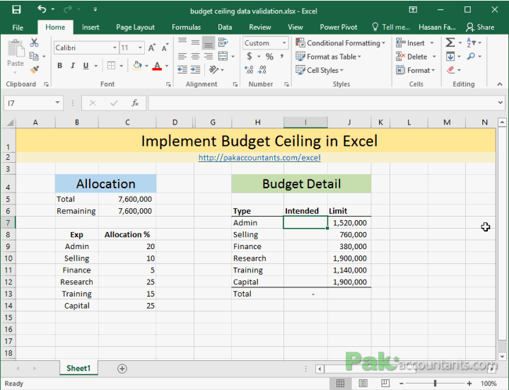 Make Budgets in Excel with Expenditure Limit – Budget Ceiling using Data Validation  [How To]