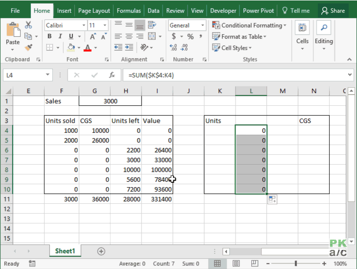 excel fifo inventory data table 6