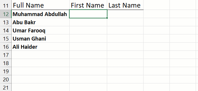 sort by last name in excel flash fill 2